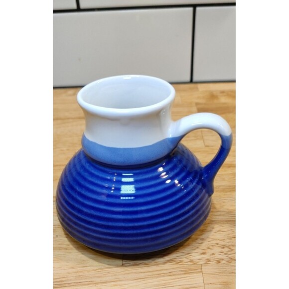 No Spill non slip Coffee Mug Pottery Ceram blue and white, Made in Taiwan Box - Picture 6 of 12